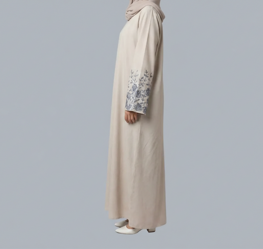 Blue Floral - Embroidered Abaya
