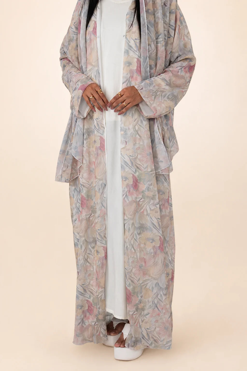 Blush Meadow  - Cream Abaya