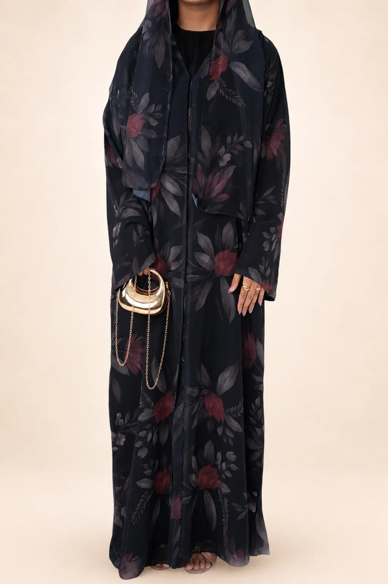 Noir bloom - Black Abaya