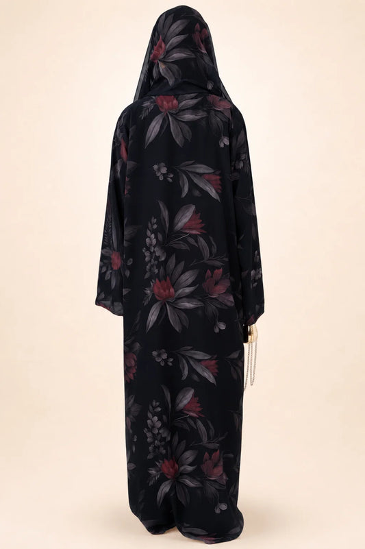 Noir bloom - Black Abaya