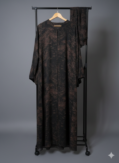 Brown Printed Abaya