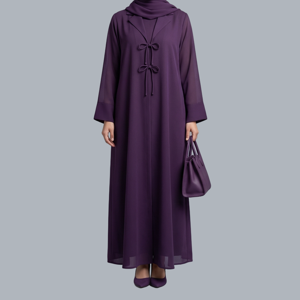 Deep Violet - Bow-Tie Abaya