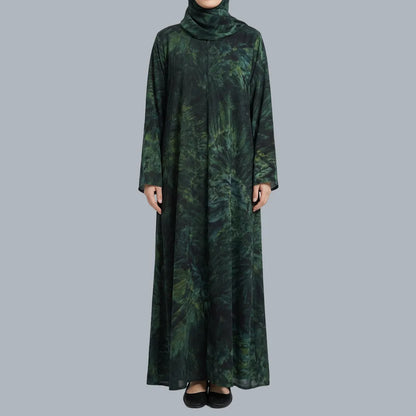 Green Printed Abaya