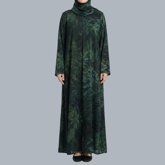 Green Printed Abaya