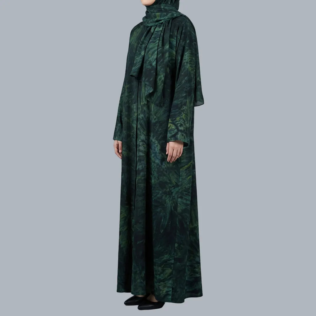 Green Printed Abaya