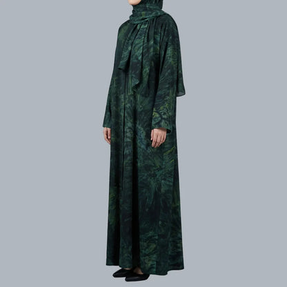 Green Printed Abaya