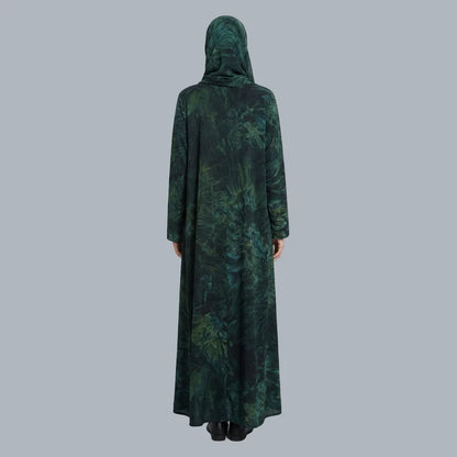 Green Printed Abaya