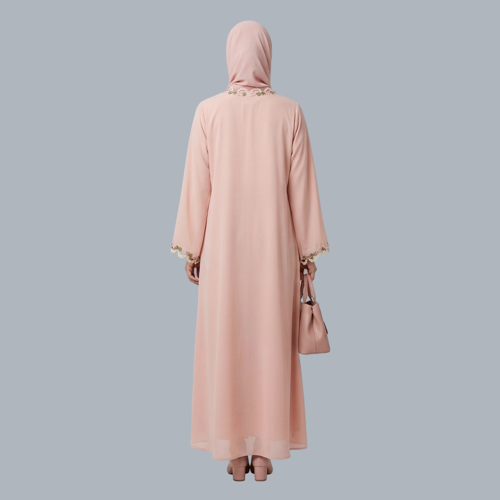 Classic Blush - Pink Laced Abaya