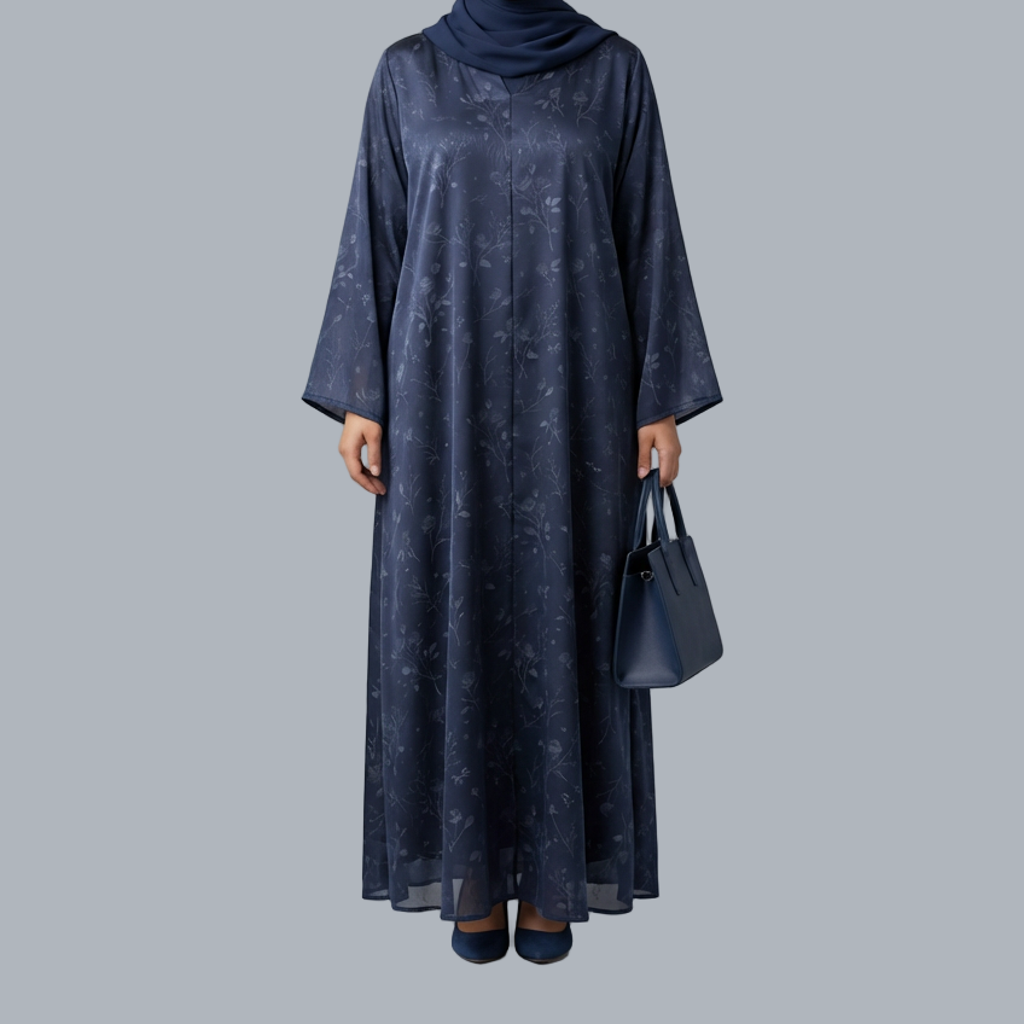 Navy Bloom - Dark Blue Abaya