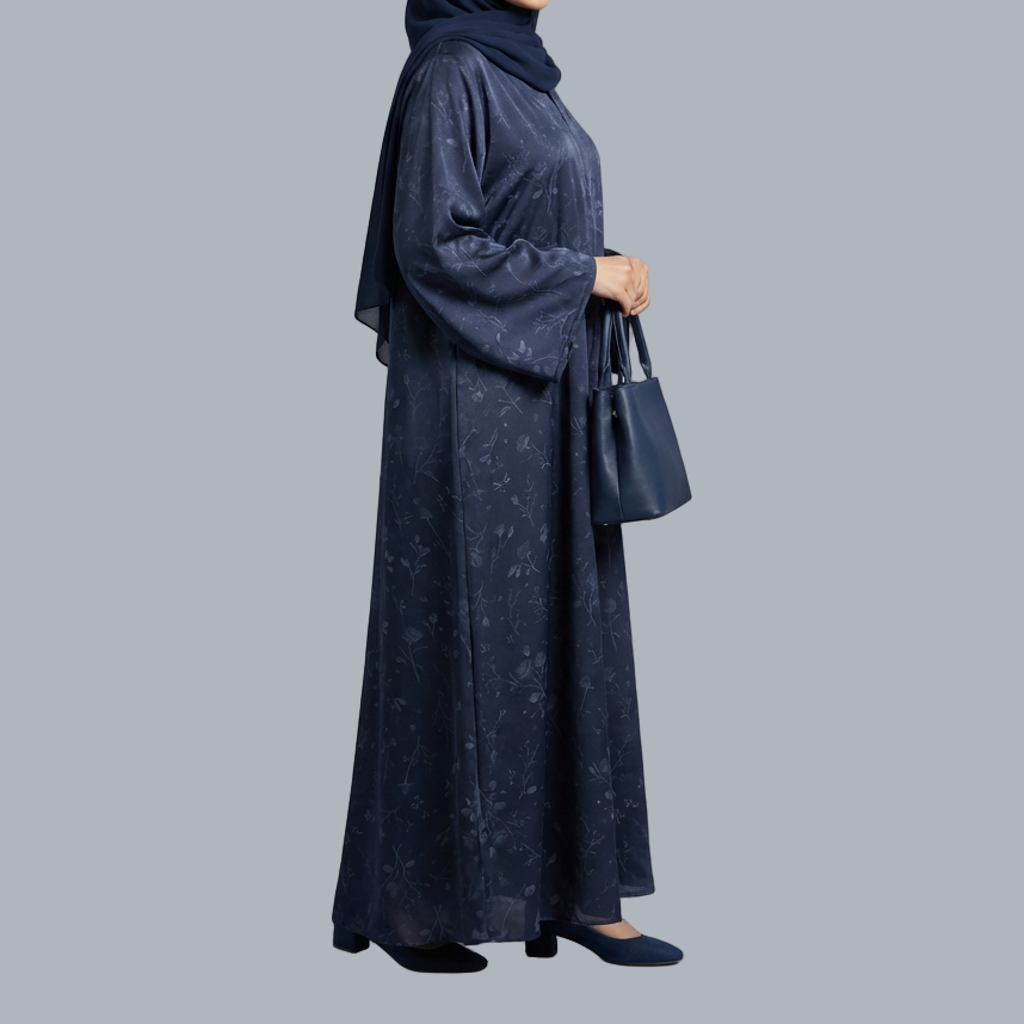Navy Bloom - Dark Blue Abaya