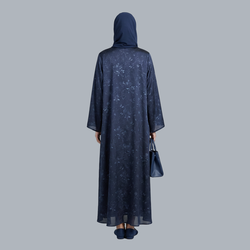 Navy Bloom - Dark Blue Abaya