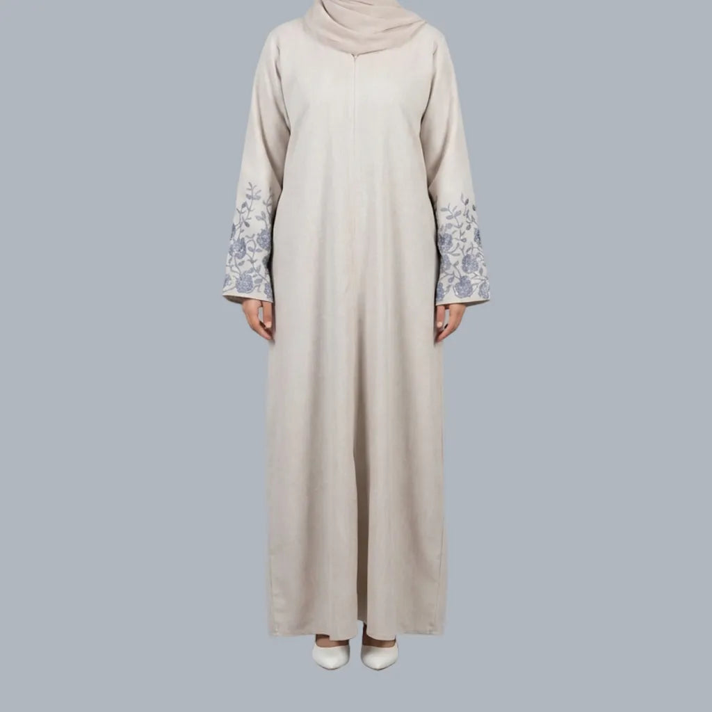 Blue Floral - Embroidered Abaya