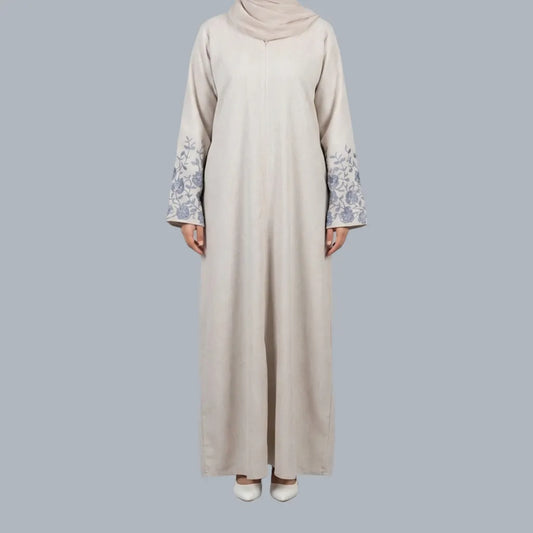 Blue Floral - Embroidered Abaya