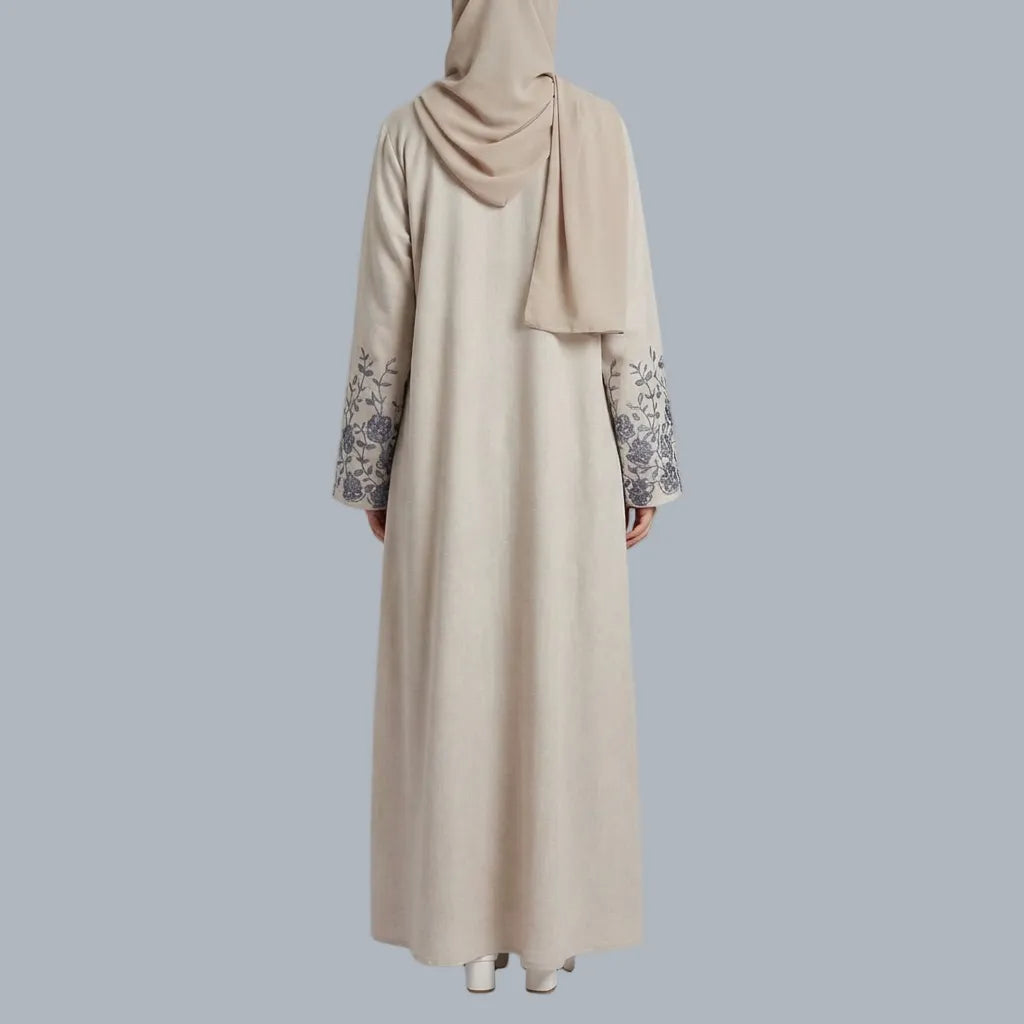 Blue Floral - Embroidered Abaya