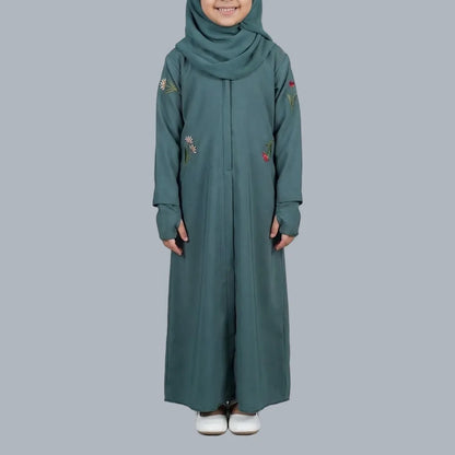 Green Flowers - Kids Abaya