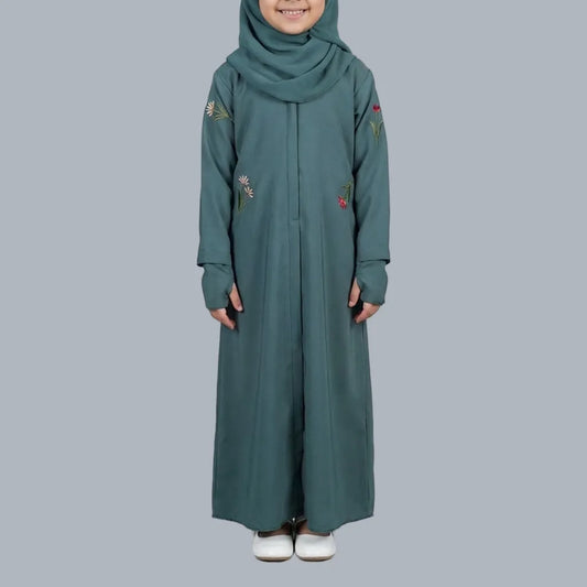 Green Flowers - Kids Abaya