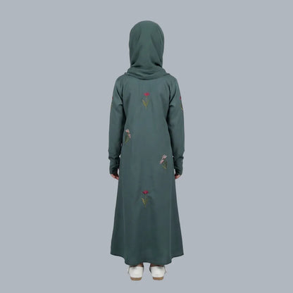 Green Flowers - Kids Abaya