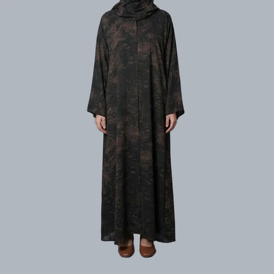 Brown Printed Abaya