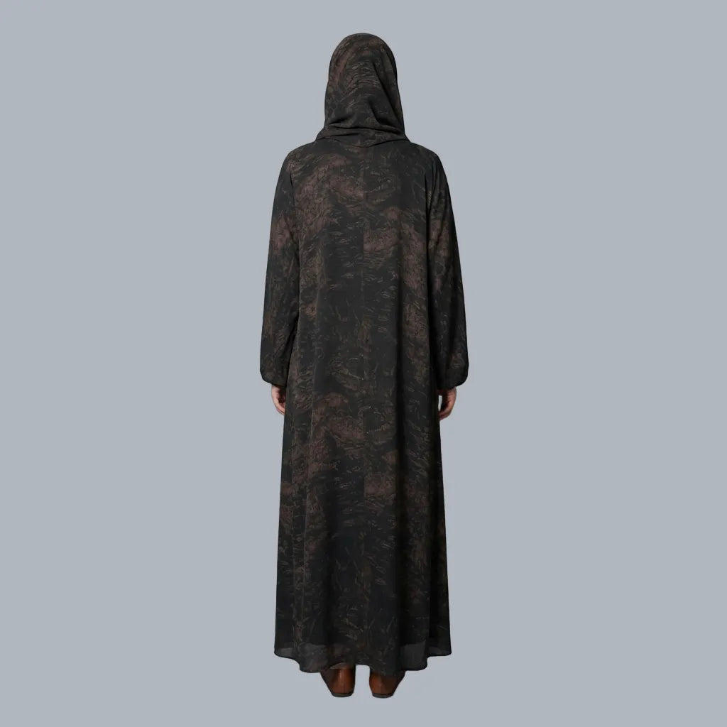 Brown Printed Abaya