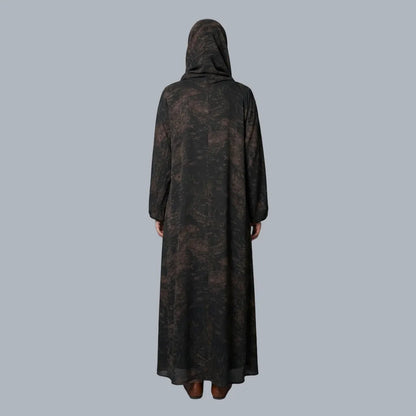 Brown Printed Abaya