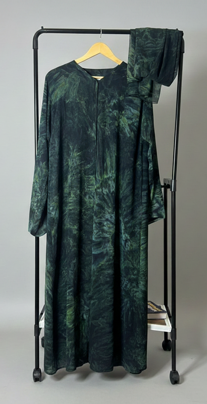Green Printed Abaya