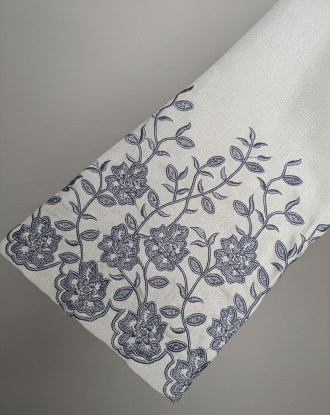 Blue Floral - Embroidered Abaya
