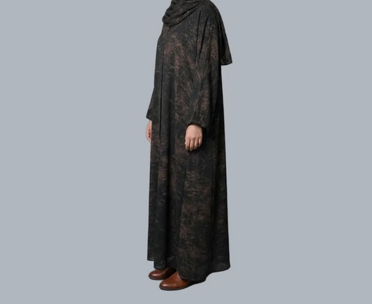 Brown Printed Abaya